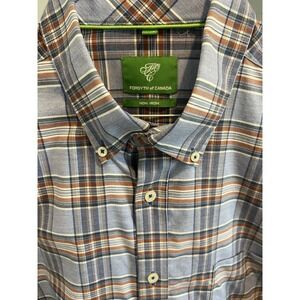 Forsyth of Canada Shirt Mens Large Plaid Blue Non Iron Button Down